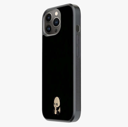 Midnight Panda Love Glass Case photographed in natural light showing reflective finish and design depth.