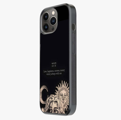 Mystic Victory Aura Glass Case photographed in natural light showing reflective finish and design depth.