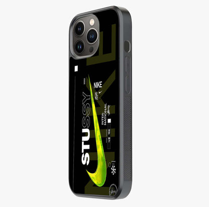 Neon Street Edition Glass Case photographed in natural light showing reflective finish and design depth.