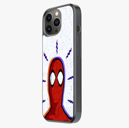 Omg Spiderman Glass Case photographed in natural light showing reflective finish and design depth.