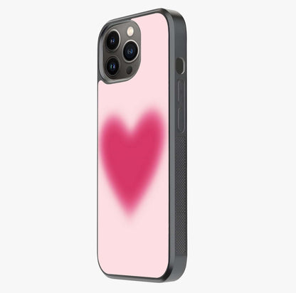 Pink Aura Heart Glass Case photographed in natural light showing reflective finish and design depth.