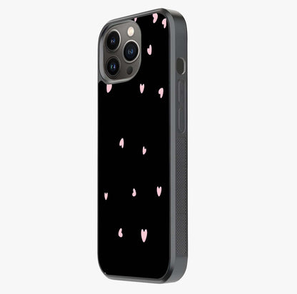 Pink Love Drops Glass Case photographed in natural light showing reflective finish and design depth.