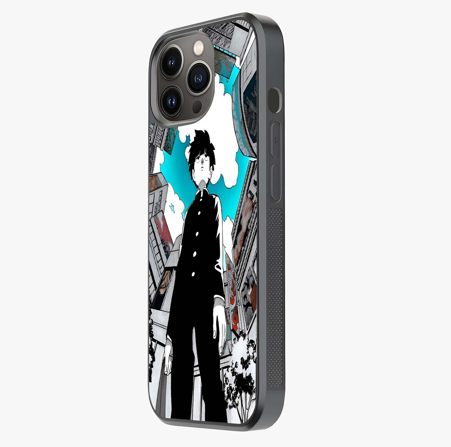 Silent Psychic Awakening Glass Case photographed in natural light showing reflective finish and design depth.