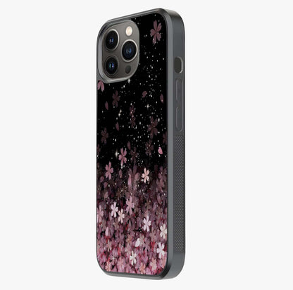 Small Starry Flowers Glass Case photographed in natural light showing reflective finish and design depth.