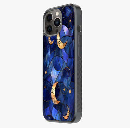 Starlit Sky Tapestry Glass Case photographed in natural light showing reflective finish and design depth.