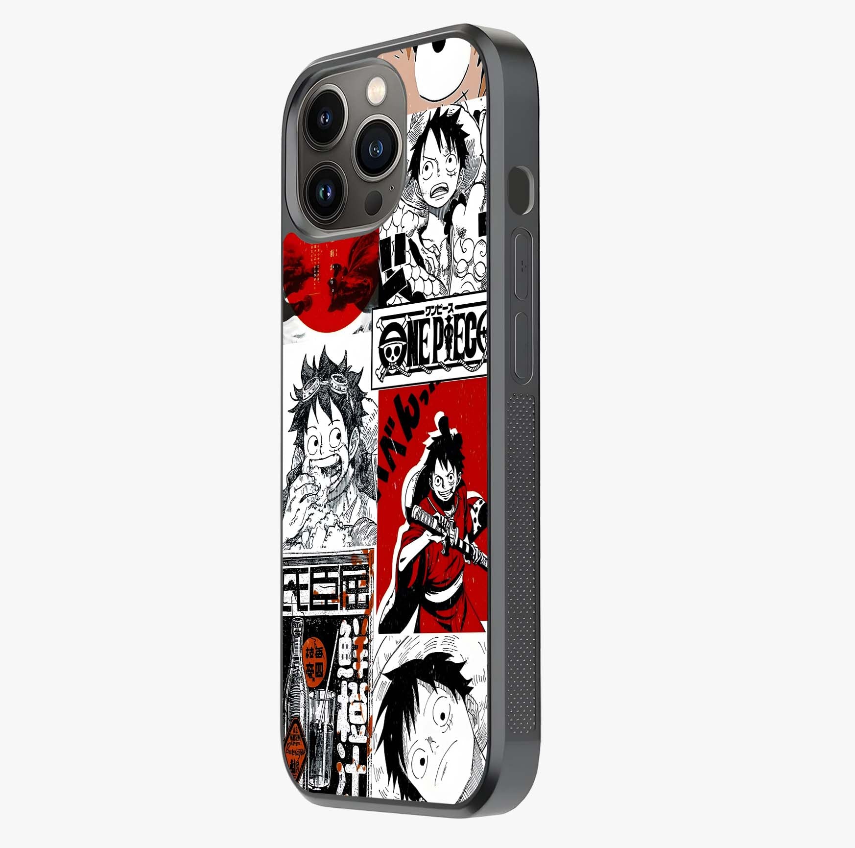 Strawhat Chaos Panels Glass Case photographed in natural light showing reflective finish and design depth.
