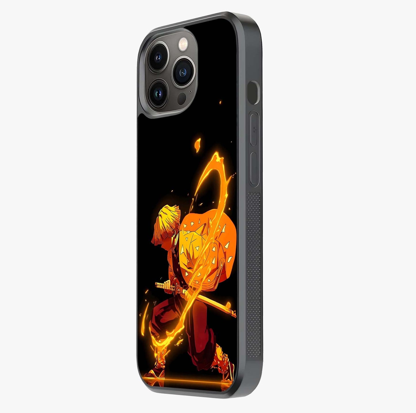Thunder Flame Execution Glass Case photographed in natural light showing reflective finish and design depth.