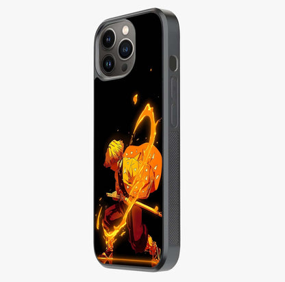 Thunder Flame Execution Glass Case photographed in natural light showing reflective finish and design depth.