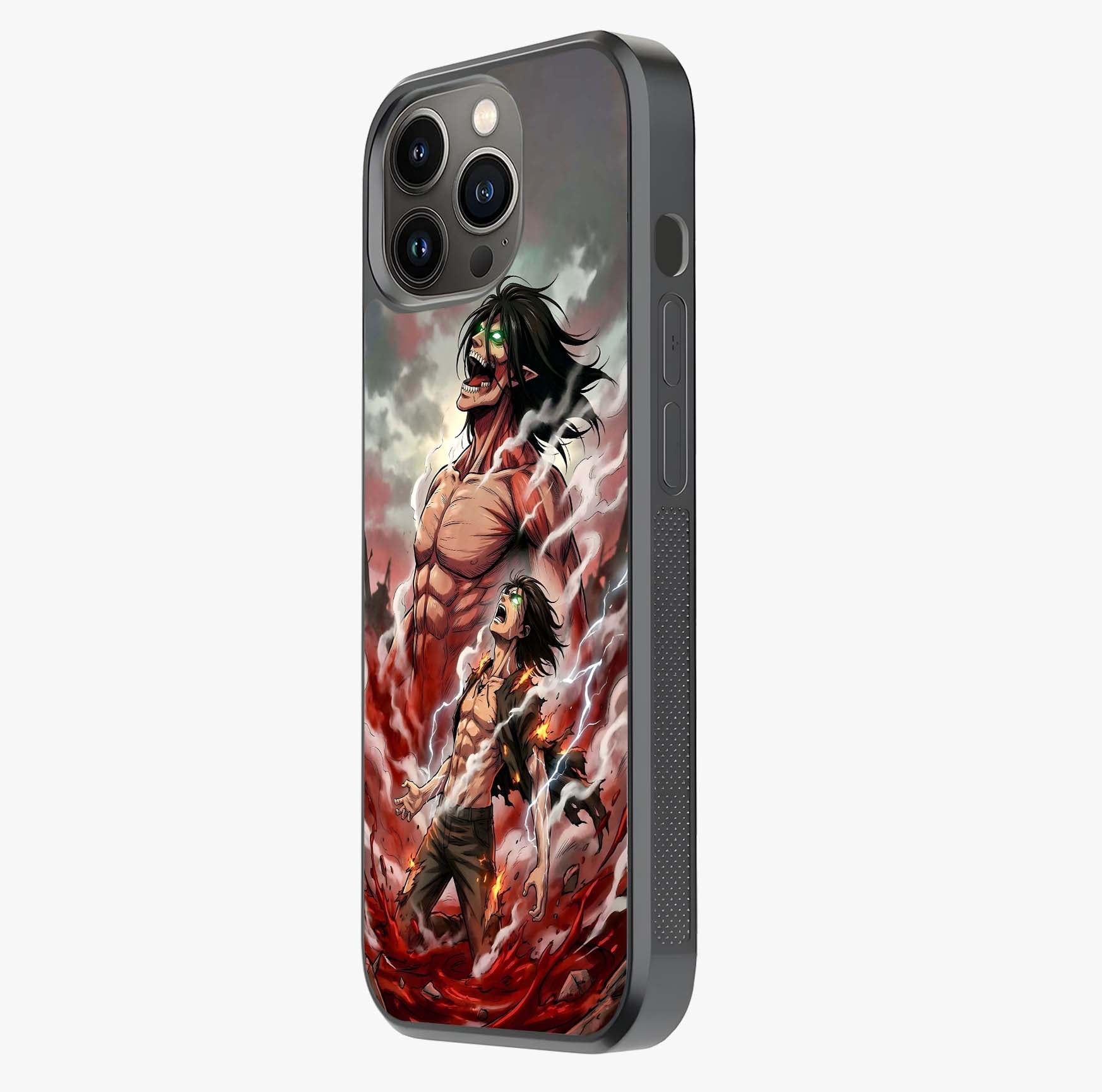 Titan Awakening Fury Glass Case photographed in natural light showing reflective finish and design depth.