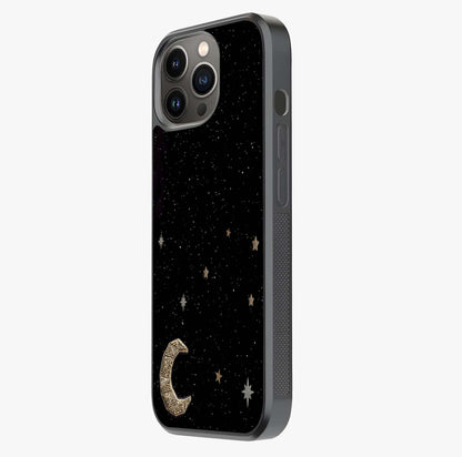 Twinkle Star With Half Moon Glass Case photographed in natural light showing reflective finish and design depth.