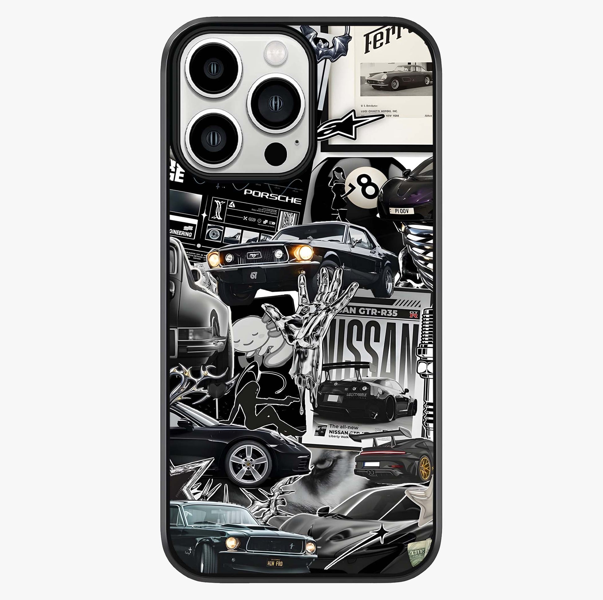 Aesthetic Dark Love Glass Case showing full back design in clean flat view with glossy glass finish.