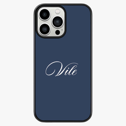 Blue Background Personalized Custom Name Glass Case showing full back design in clean flat view with glossy glass finish.