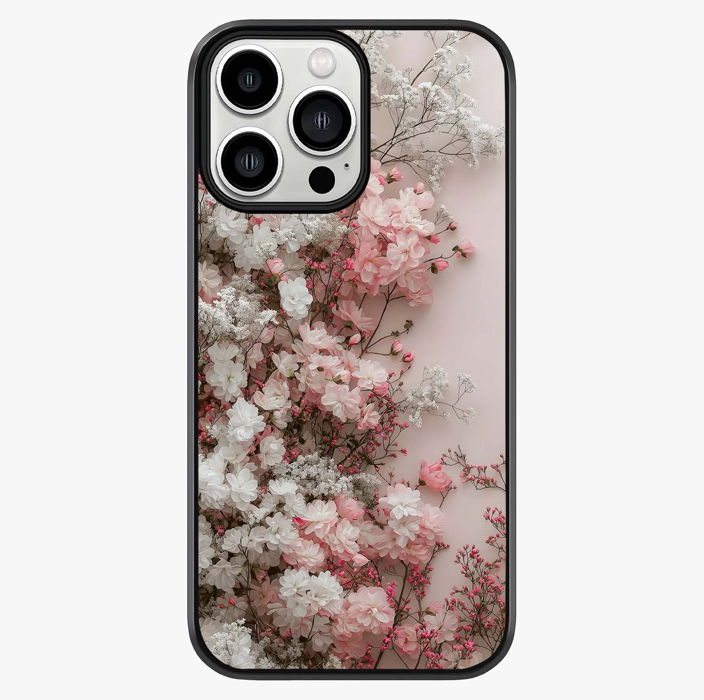 Blush Blossom Cloud Glass Case showing full back design in clean flat view with glossy glass finish.