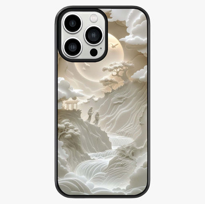 Celestial Origami Glass Case showing full back design in clean flat view with glossy glass finish.