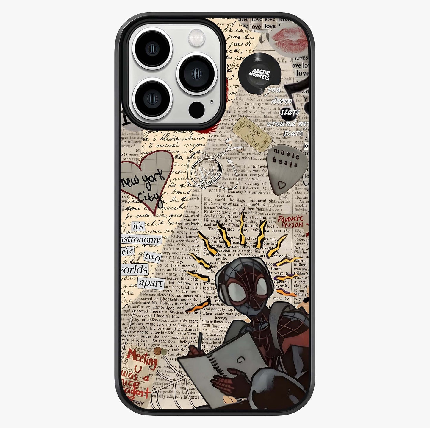City Dream Sketch Glass Case showing full back design in clean flat view with glossy glass finish.
