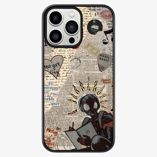 City Dream Sketch Glass Case showing full back design in clean flat view with glossy glass finish.