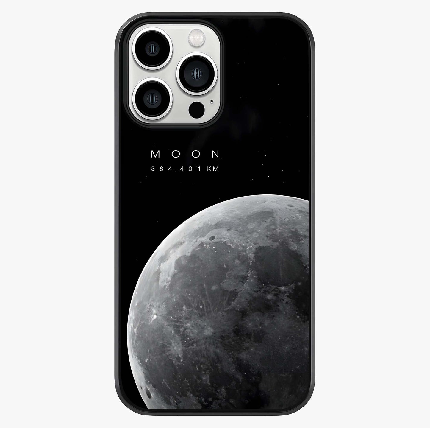 Cosmic Moon Glow Glass Case showing full back design in clean flat view with glossy glass finish.