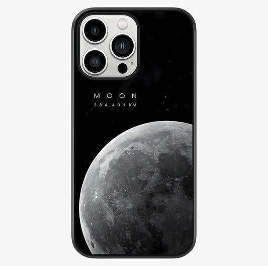 Cosmic Moon Glow Glass Case showing full back design in clean flat view with glossy glass finish.