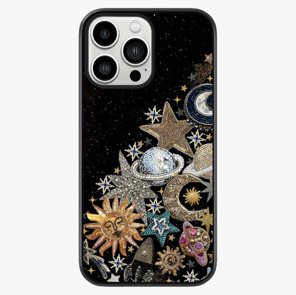 Cosmic Sparkle Dreams Glass Case showing full back design in clean flat view with glossy glass finish.