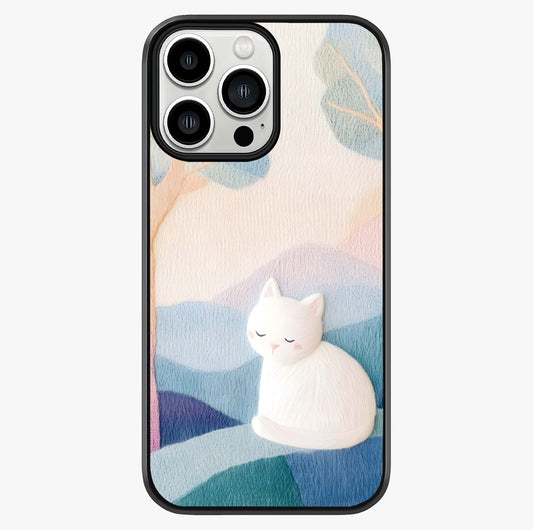 Cotton Dream Cat Glass Case showing full back design in clean flat view with glossy glass finish.