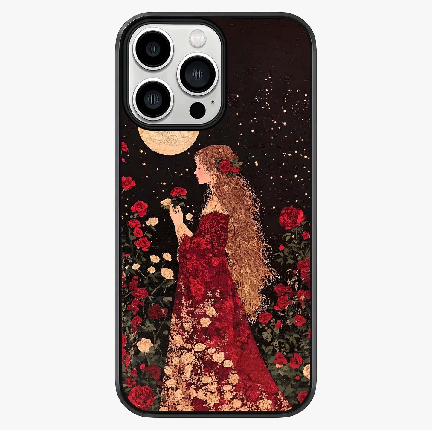 Crimson Dreams Glass Case showing full back design in clean flat view with glossy glass finish.