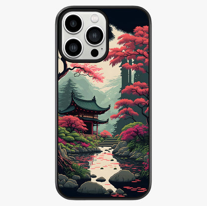 Crimson Temple View Glass Case showing full back design in clean flat view with glossy glass finish.