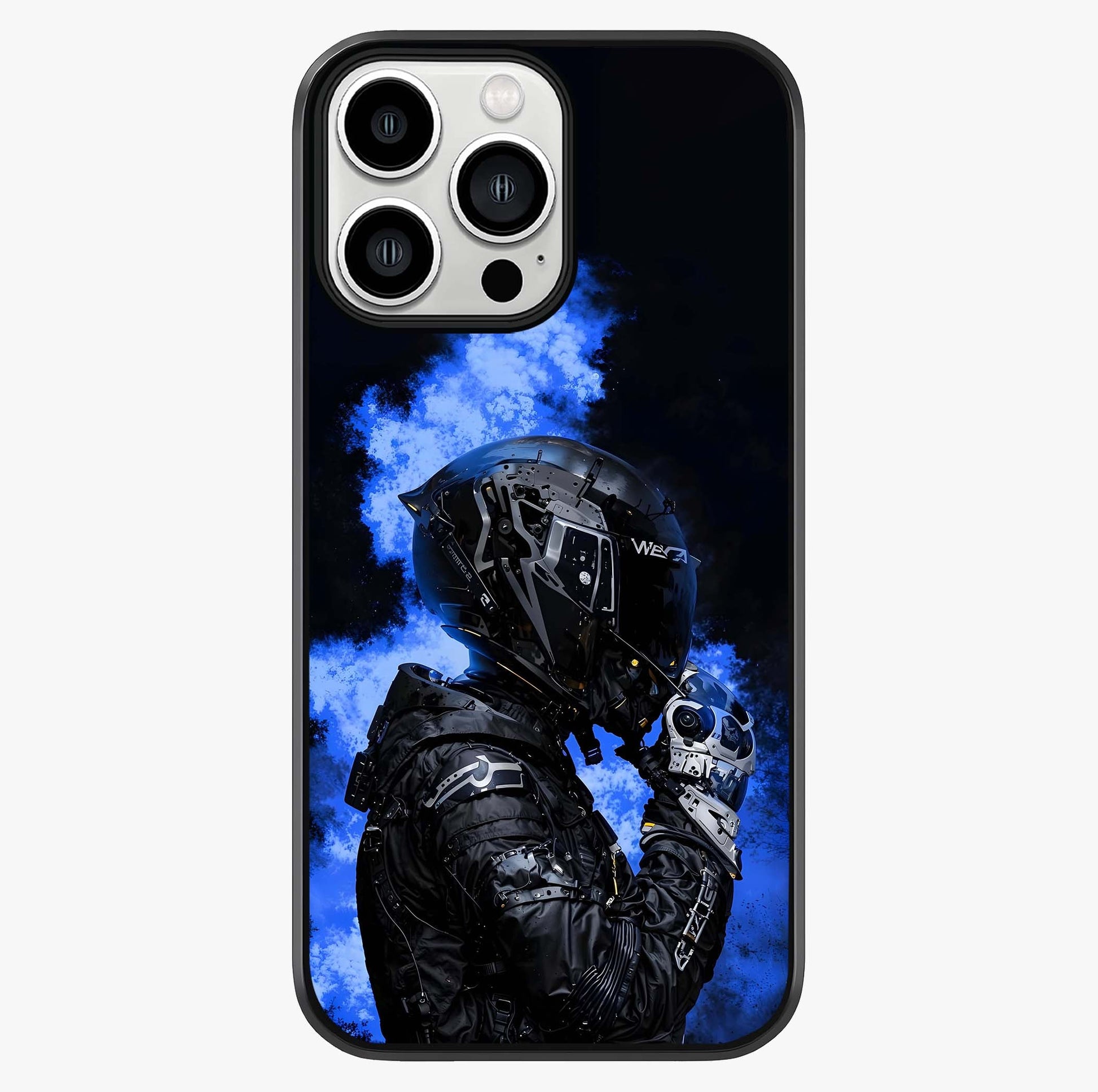 Cyber Sentinel Protocol Glass Case showing full back design in clean flat view with glossy glass finish.