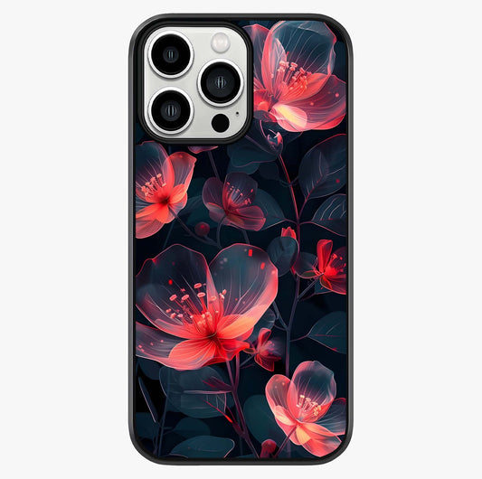 Dark Shade Of Flower Glass Case showing full back design in clean flat view with glossy glass finish.
