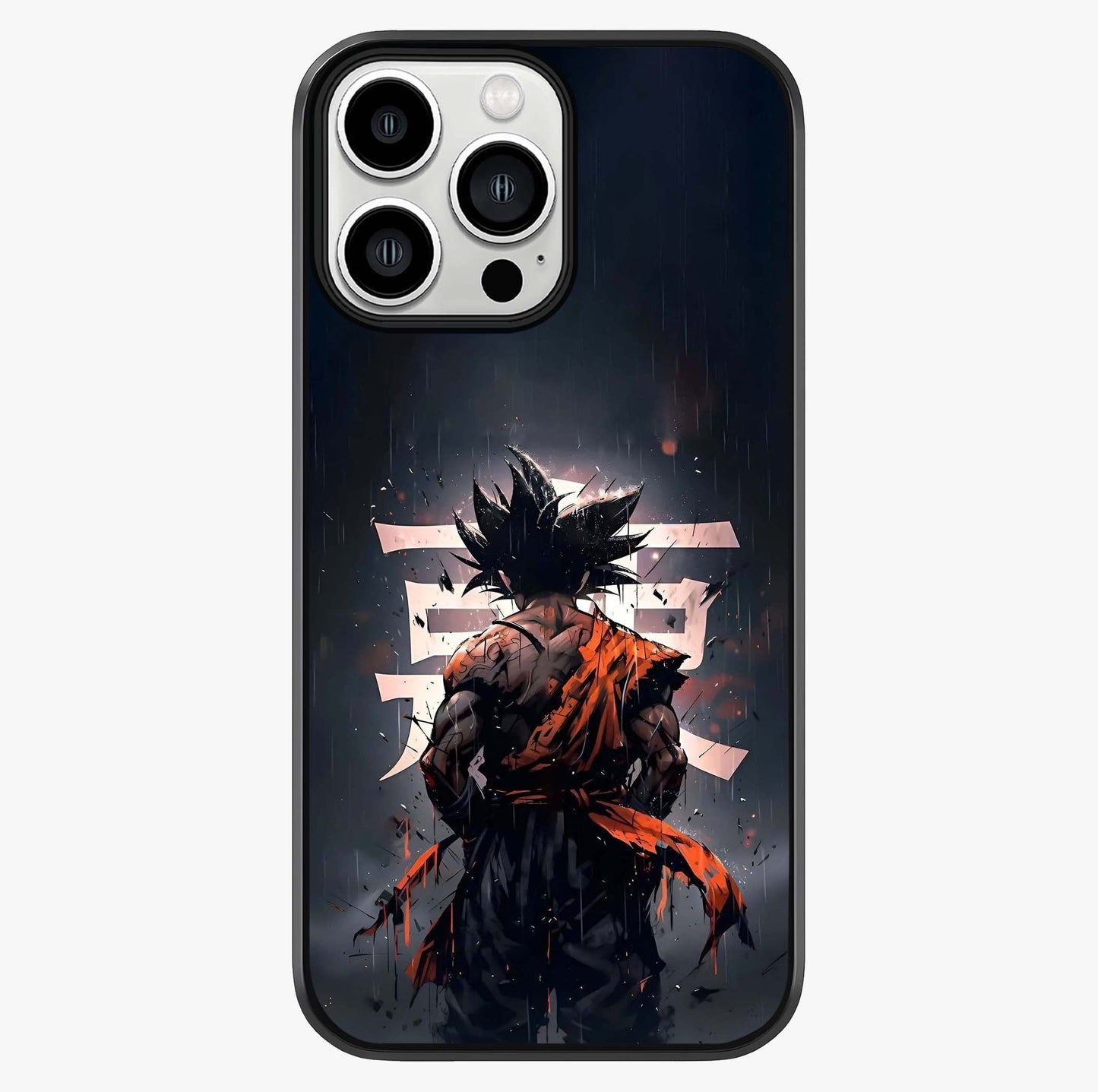Dark Warrior In Rain Glass Case showing full back design in clean flat view with glossy glass finish.