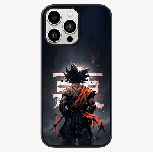 Dark Warrior In Rain Glass Case showing full back design in clean flat view with glossy glass finish.