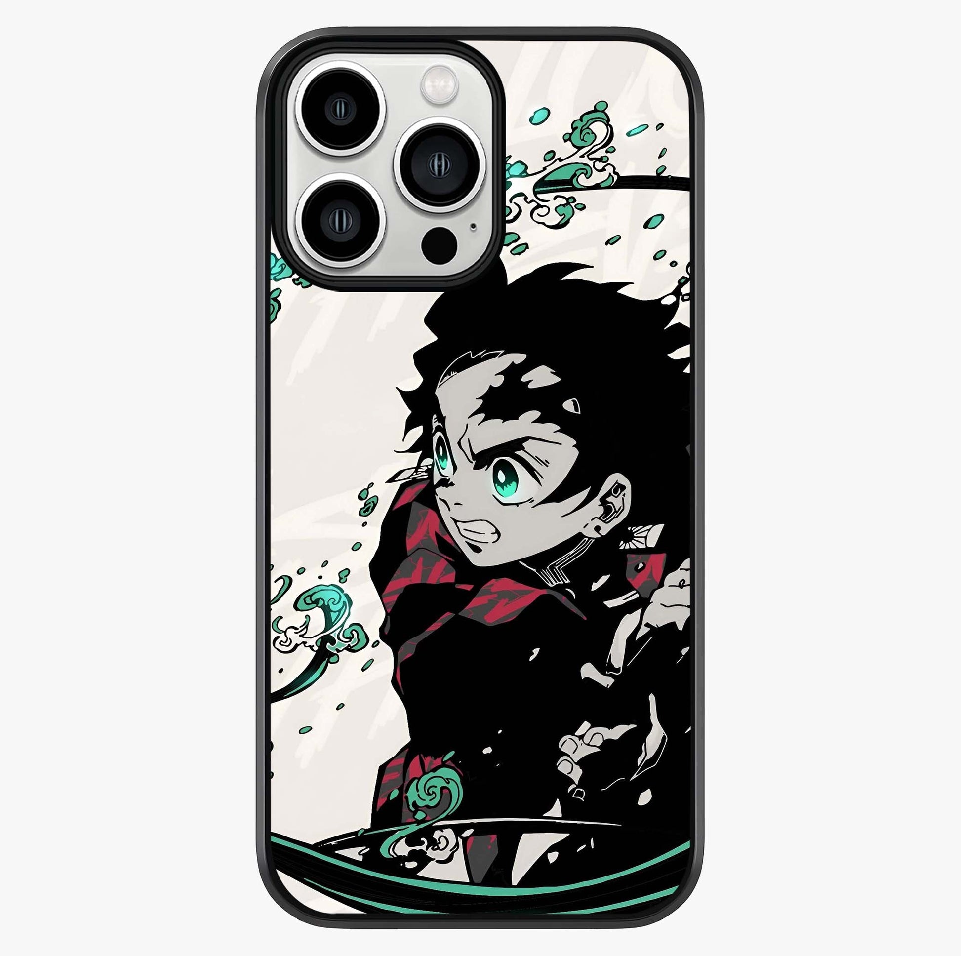 Demon Slayer Glass Case showing full back design in clean flat view with glossy glass finish.