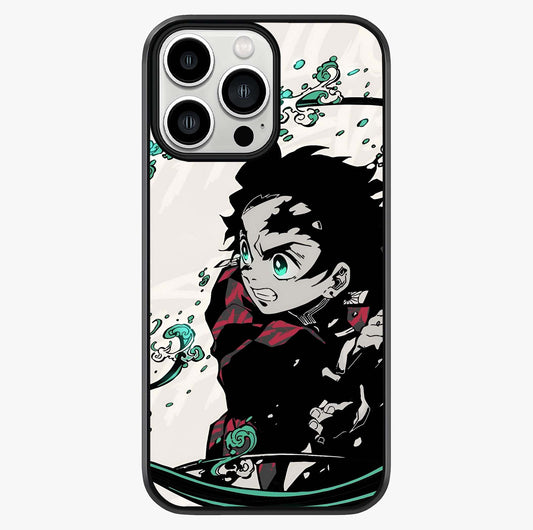 Demon Slayer Glass Case showing full back design in clean flat view with glossy glass finish.