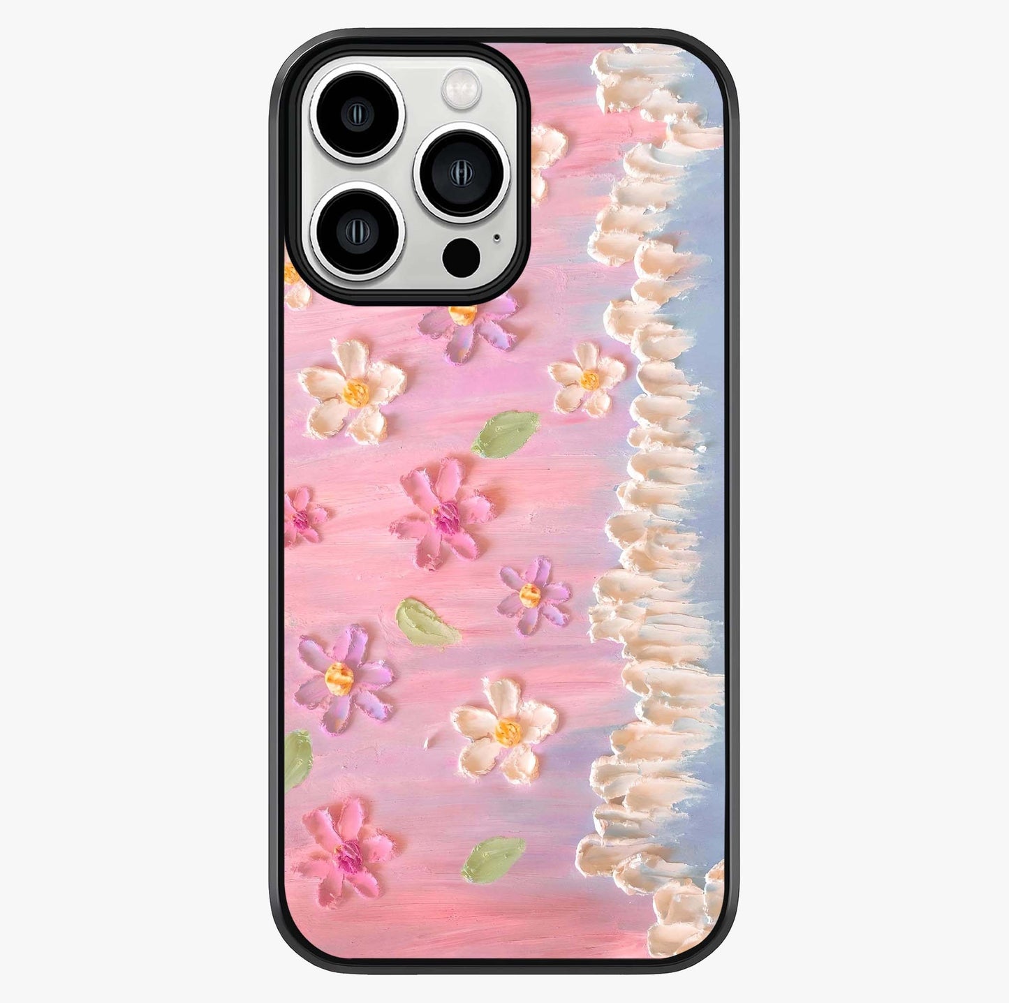 Dreamy Painted Garden Glass Case showing full back design in clean flat view with glossy glass finish.