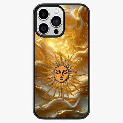 Eternal Golden Glow Glass Case showing full back design in clean flat view with glossy glass finish.