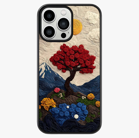 Eternal Nature Tapestry Glass Case showing full back design in clean flat view with glossy glass finish.