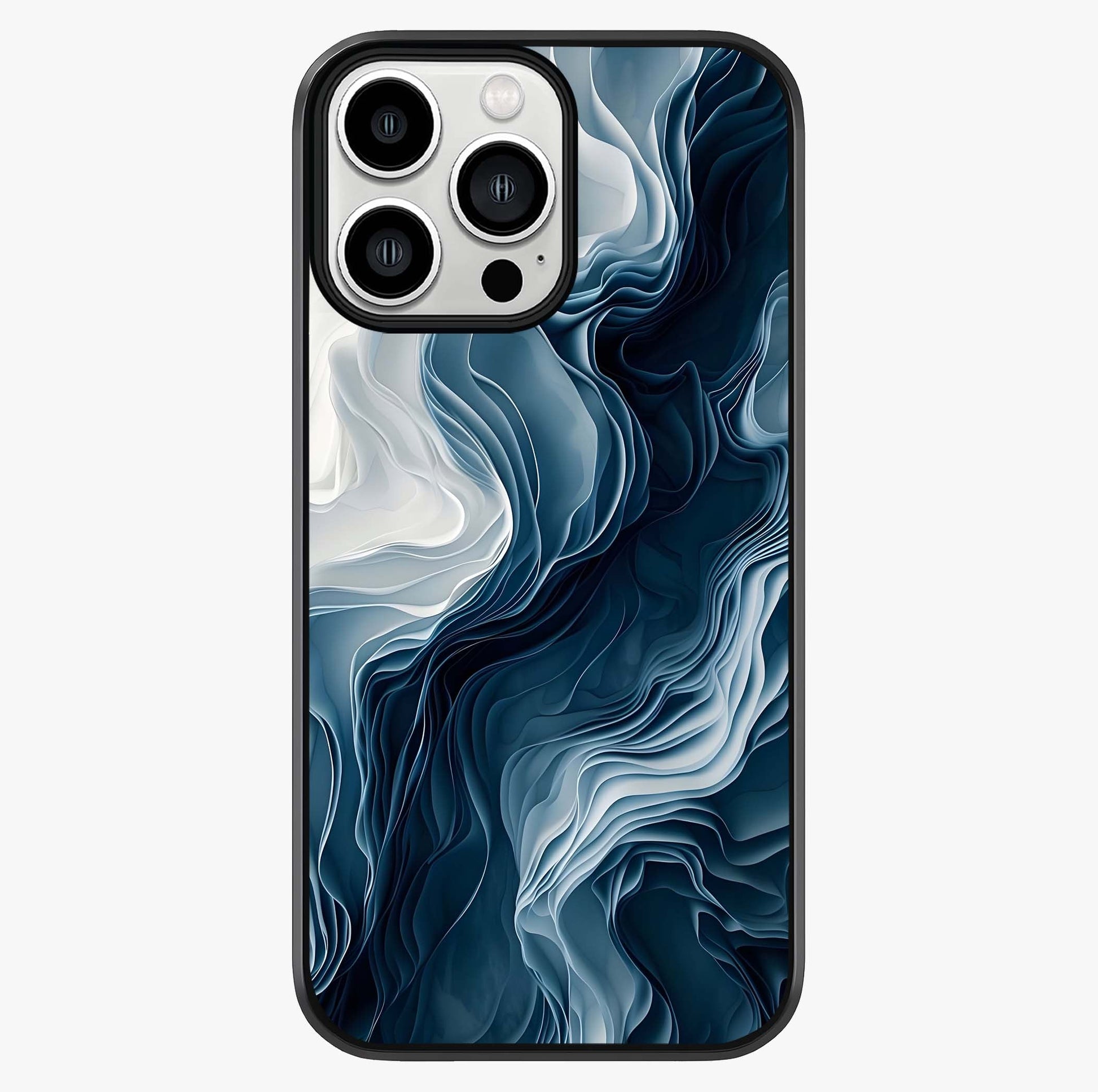 Ethereal Paper Marble Glass Case showing full back design in clean flat view with glossy glass finish.