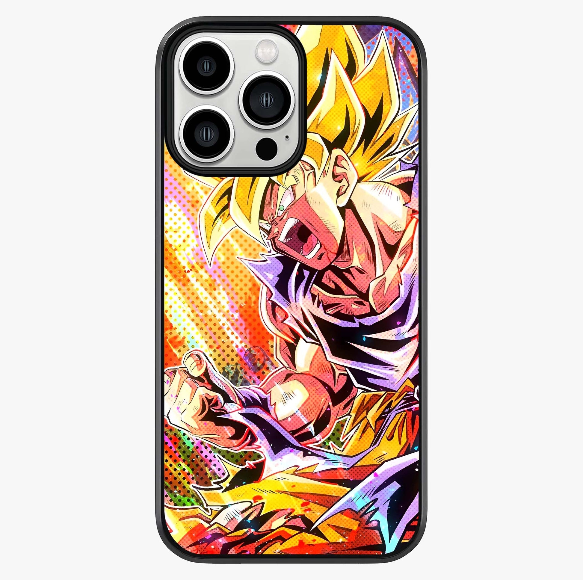 Firing Goku Glass Case showing full back design in clean flat view with glossy glass finish.