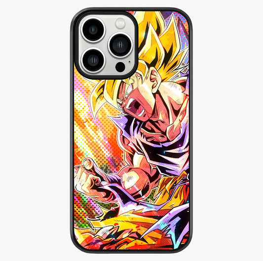 Firing Goku Glass Case showing full back design in clean flat view with glossy glass finish.