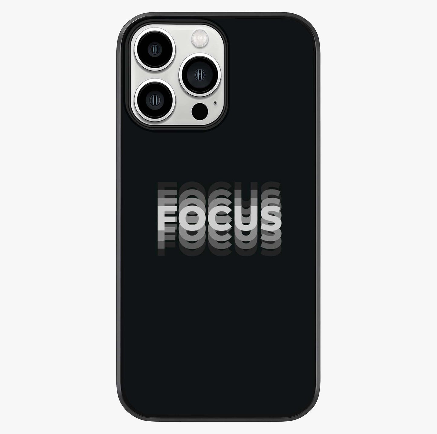 Focus Mode On Glass Case showing full back design in clean flat view with glossy glass finish.