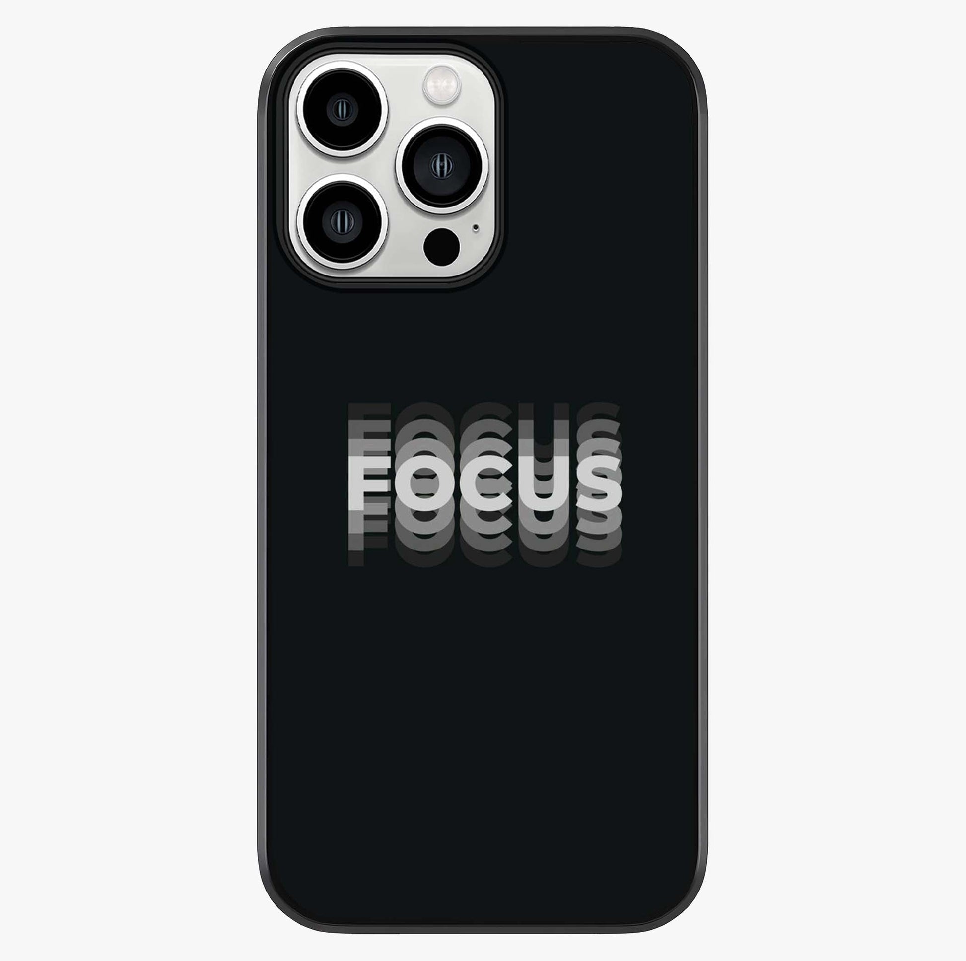 Focus Mode On Glass Case showing full back design in clean flat view with glossy glass finish.