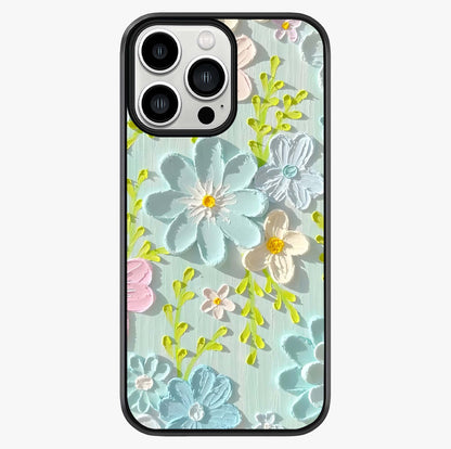 Frosted Petal Garden Glass Case showing full back design in clean flat view with glossy glass finish.