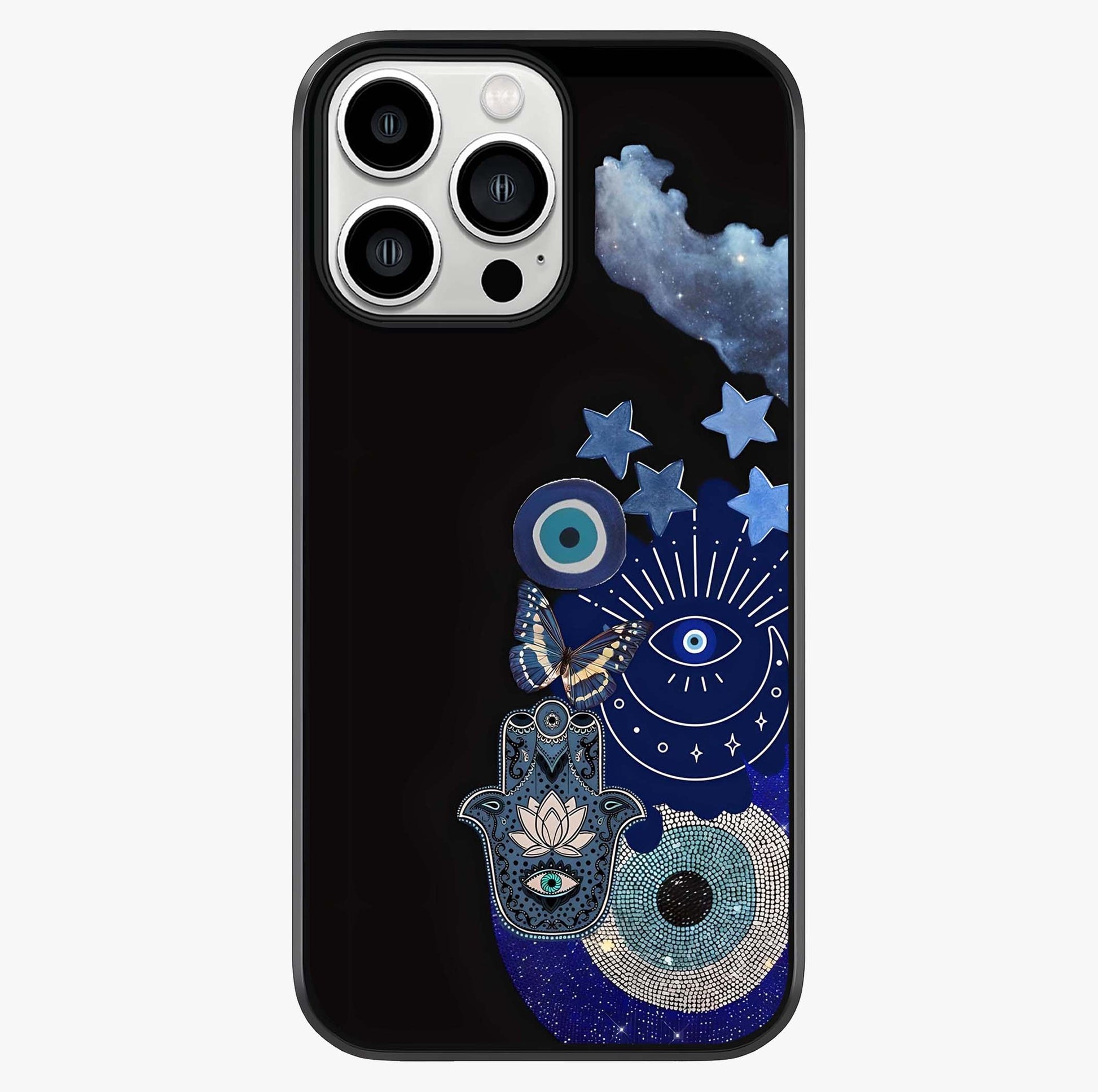 Galactic Charm Cluster Glass Case showing full back design in clean flat view with glossy glass finish.