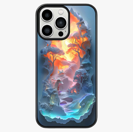 Glow Forest Portal Glass Case showing full back design in clean flat view with glossy glass finish.