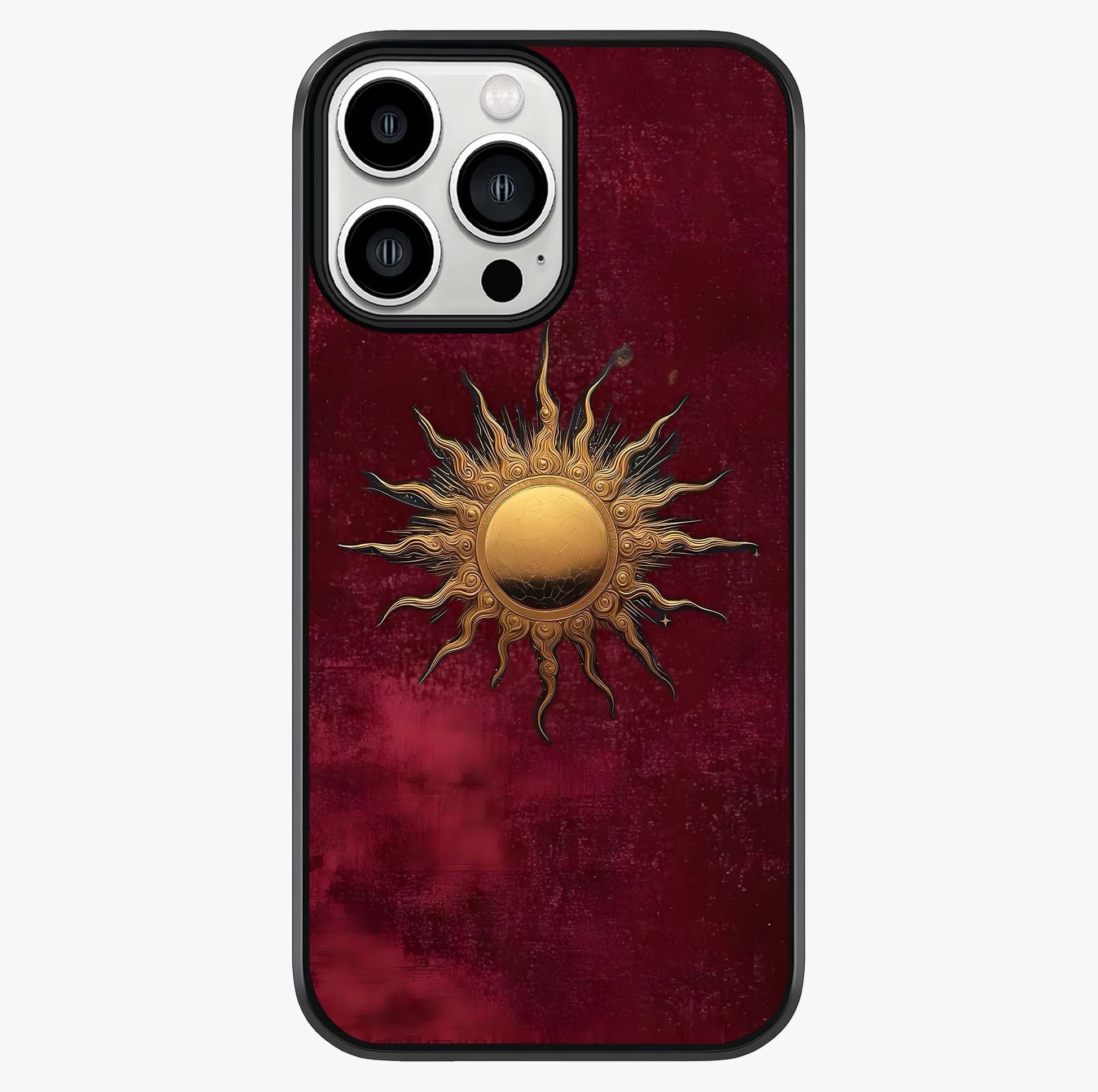 Gold Sun Blush Glass Case showing full back design in clean flat view with glossy glass finish.
