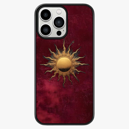 Gold Sun Blush Glass Case showing full back design in clean flat view with glossy glass finish.