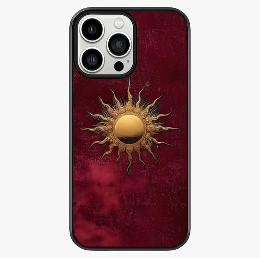 Gold Sun Blush Glass Case showing full back design in clean flat view with glossy glass finish.