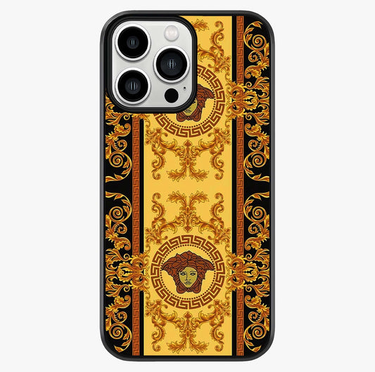 Golden Royal Heritage Glass Case showing full back design in clean flat view with glossy glass finish.