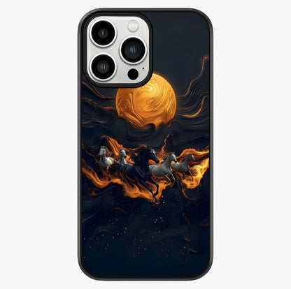 Golden Stallion Moonride Glass Case showing full back design in clean flat view with glossy glass finish.