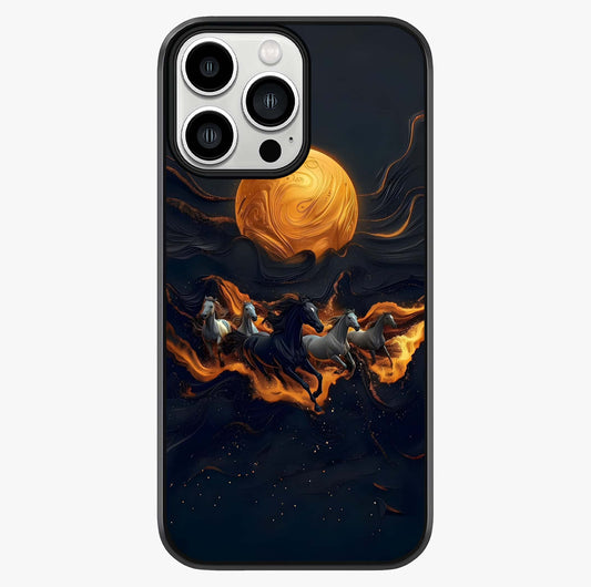Golden Stallion Moonride Glass Case showing full back design in clean flat view with glossy glass finish.