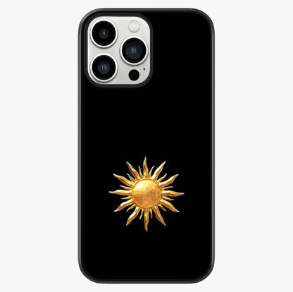 Golden Sun Minimalism Glass Case showing full back design in clean flat view with glossy glass finish.